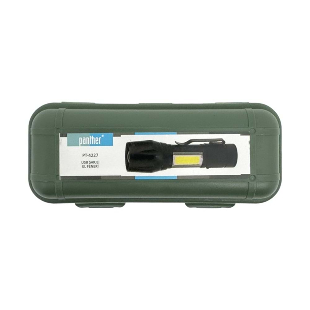 PANTHER PT-4227 USB SARJLI EL FENERI YESIL KUTU