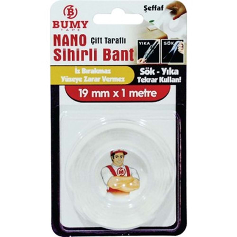 BUMMY NANO SIHIRLI BANT SEFFAF 19 MM*1 MT