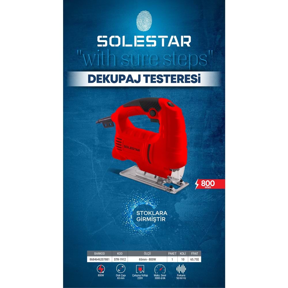 SOLESTAR STR-1912 DEKUPAJ TESTERESI 65MM-800WATT