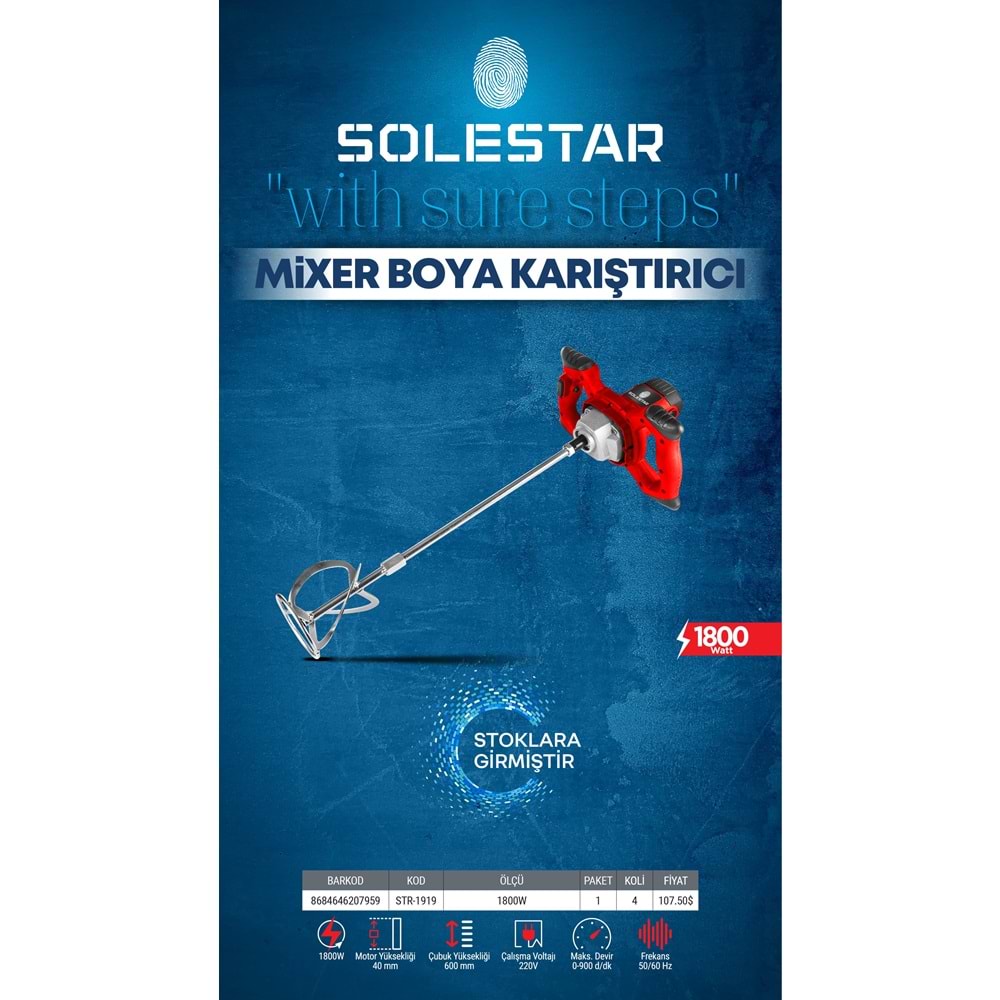 SOLESTAR STR-1919 MIKSER BOYA KARISTIRICI 1800 WATT