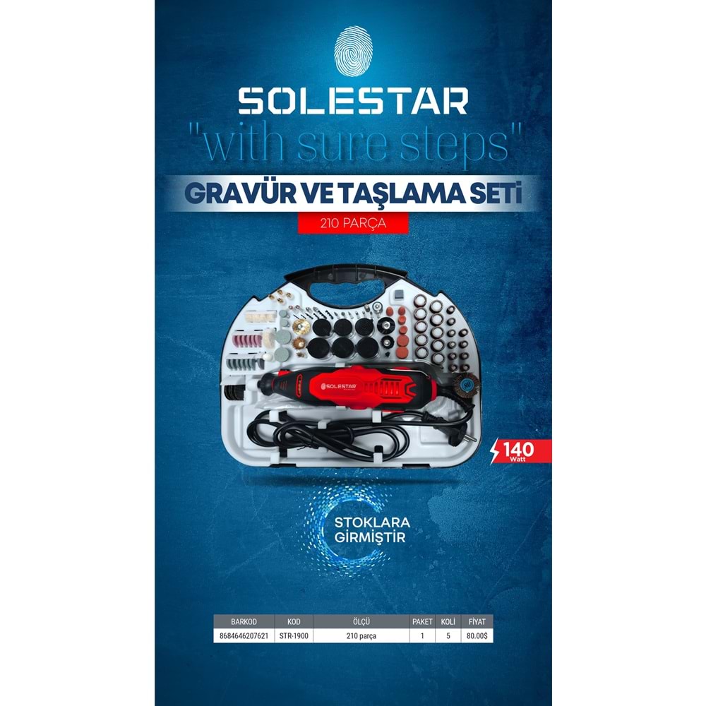 SOLESTAR STR-1900 GRAVUR VE TASLAMA SETI 210 PARCA