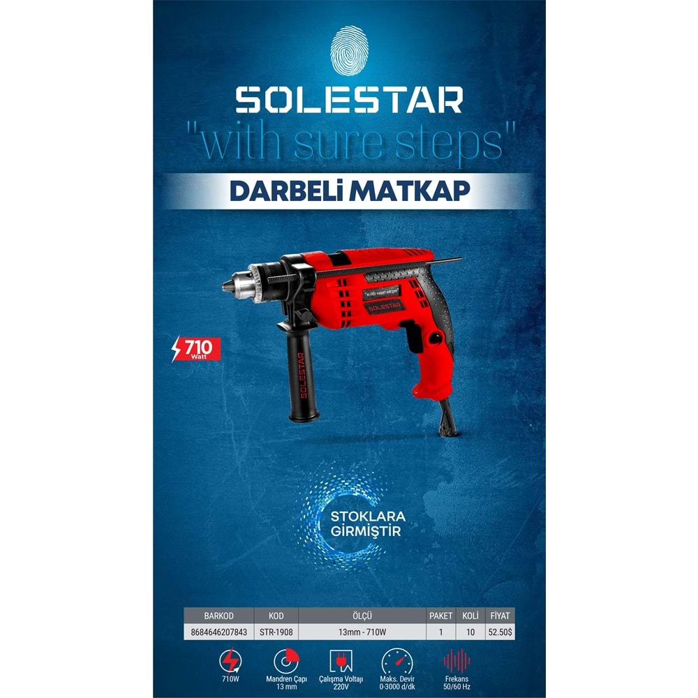 SOLESTAR STR-1908 DARBELI MATKAP 13MM-710WATT