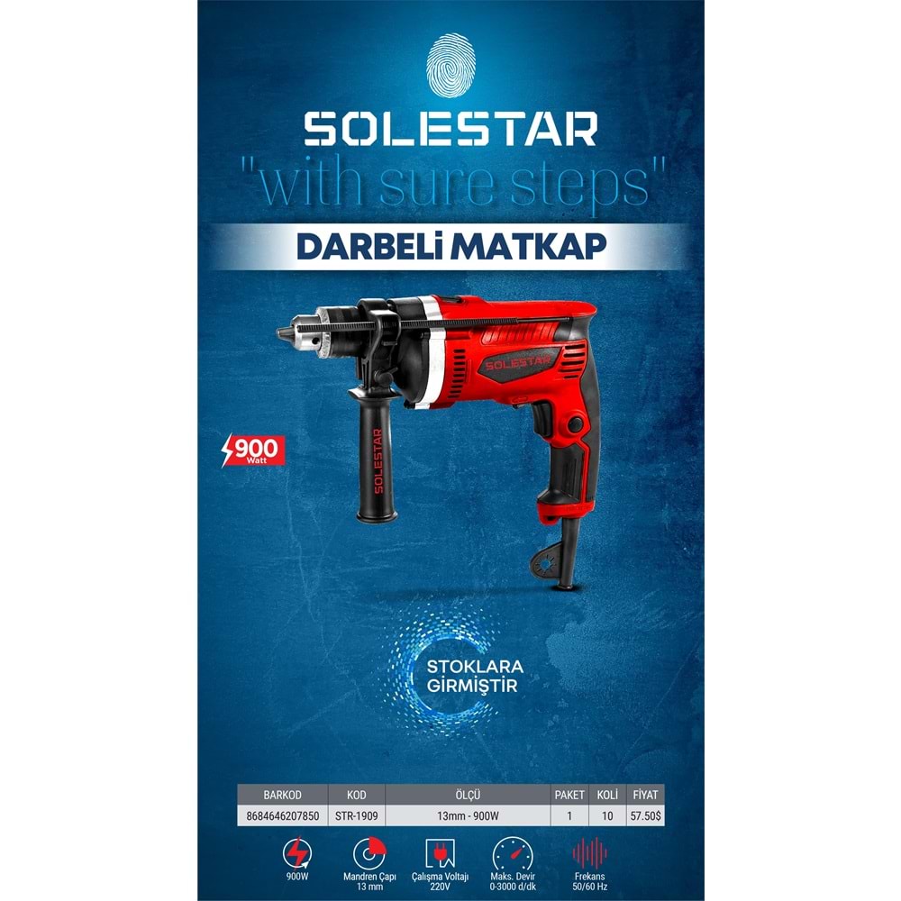 SOLESTAR STR-1909 DARBELI MATKAP 13MM-900WATT