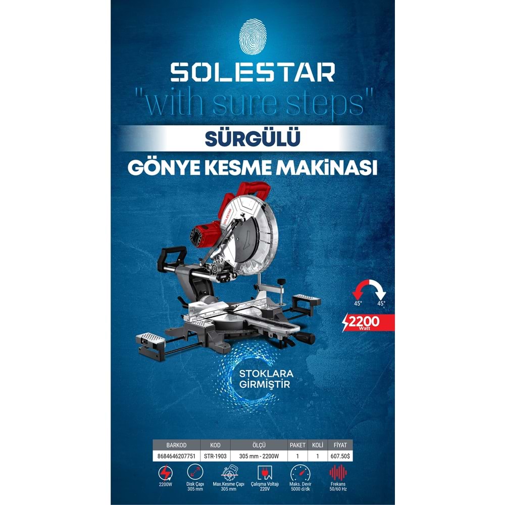 SOLESTAR STR-1903 SURGULU GONYE KESME MAKINESI 305MM-2200WATT