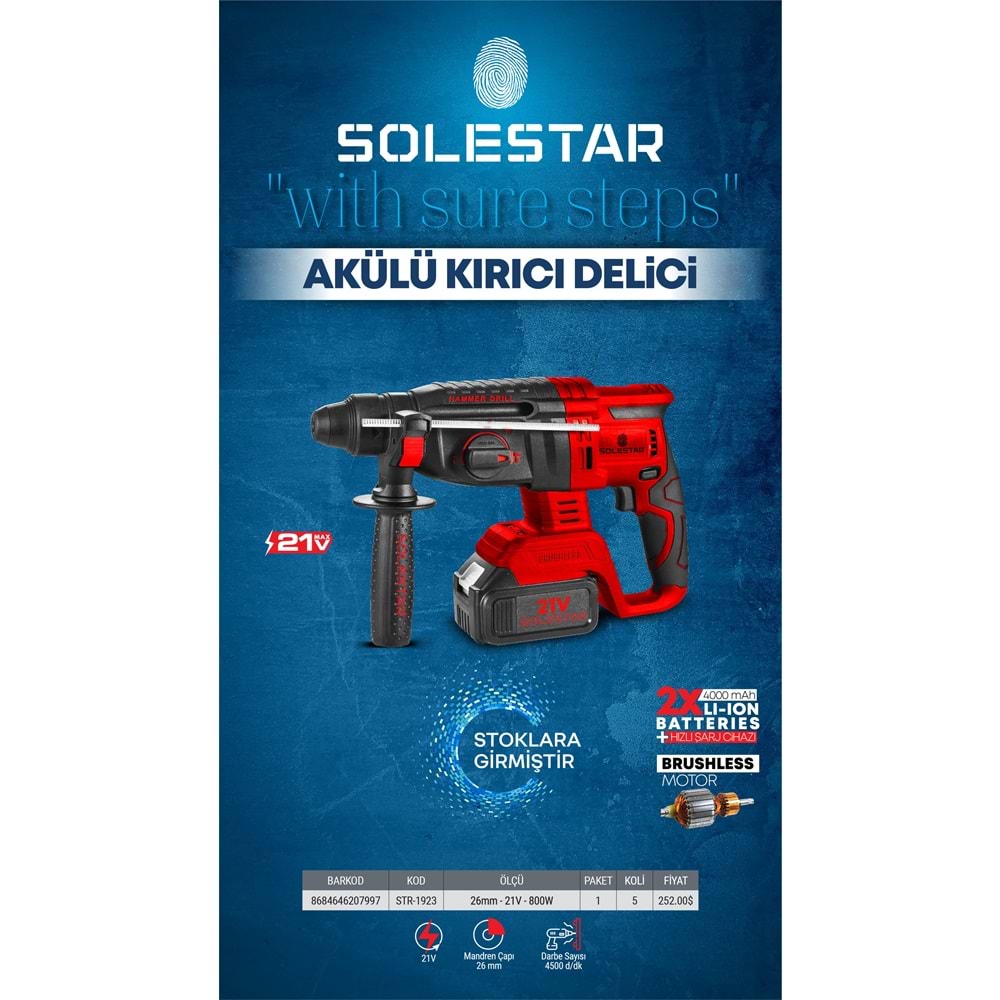 SOLESTAR STR-1923 AKULU KIRICI DELICI 26MM-CIFT BATARYA +HIZLI SARJ