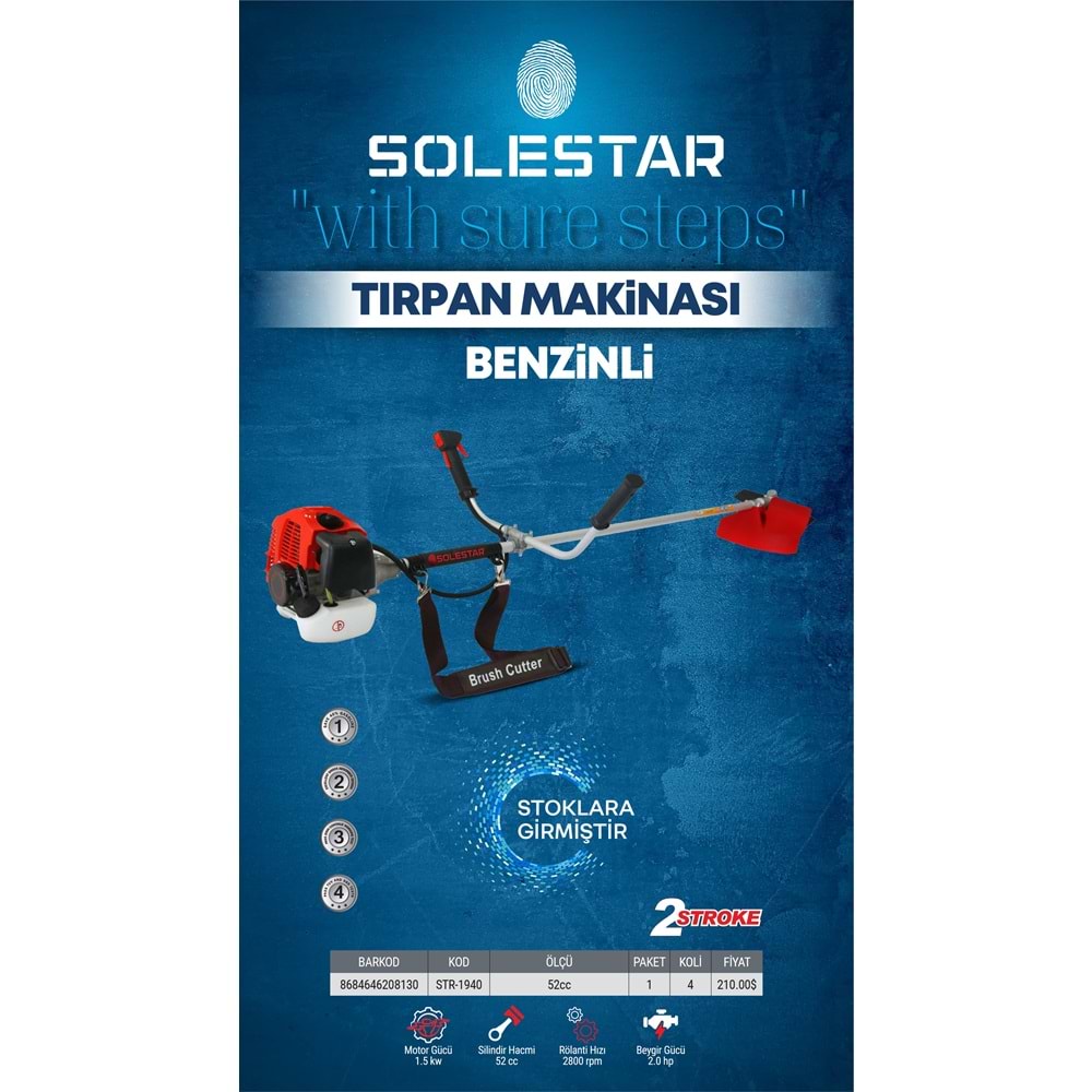 SOLESTAR STR-1940 BENZINLI TIRPAN 52 CC OT BICME