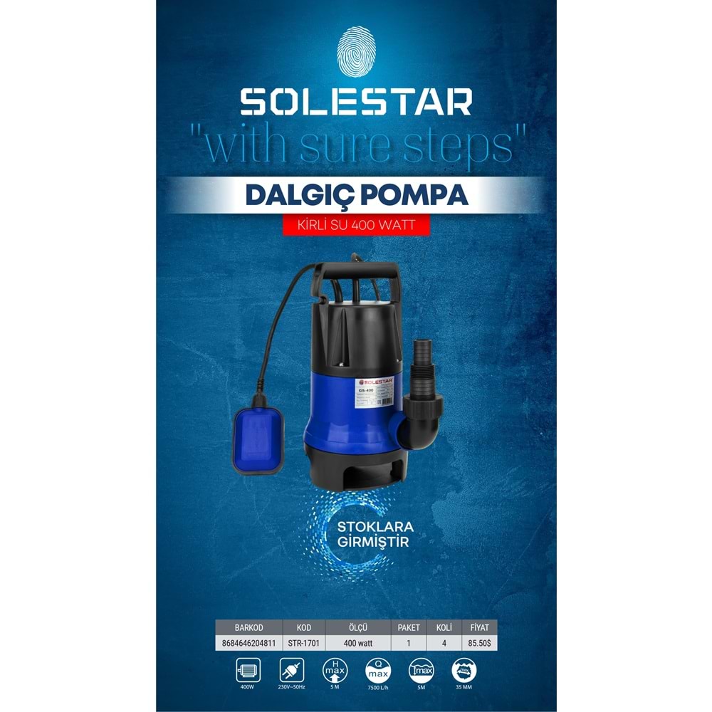 SOLESTAR STR-1701 DALGIC POMPASI / KIRLI SU 400 W