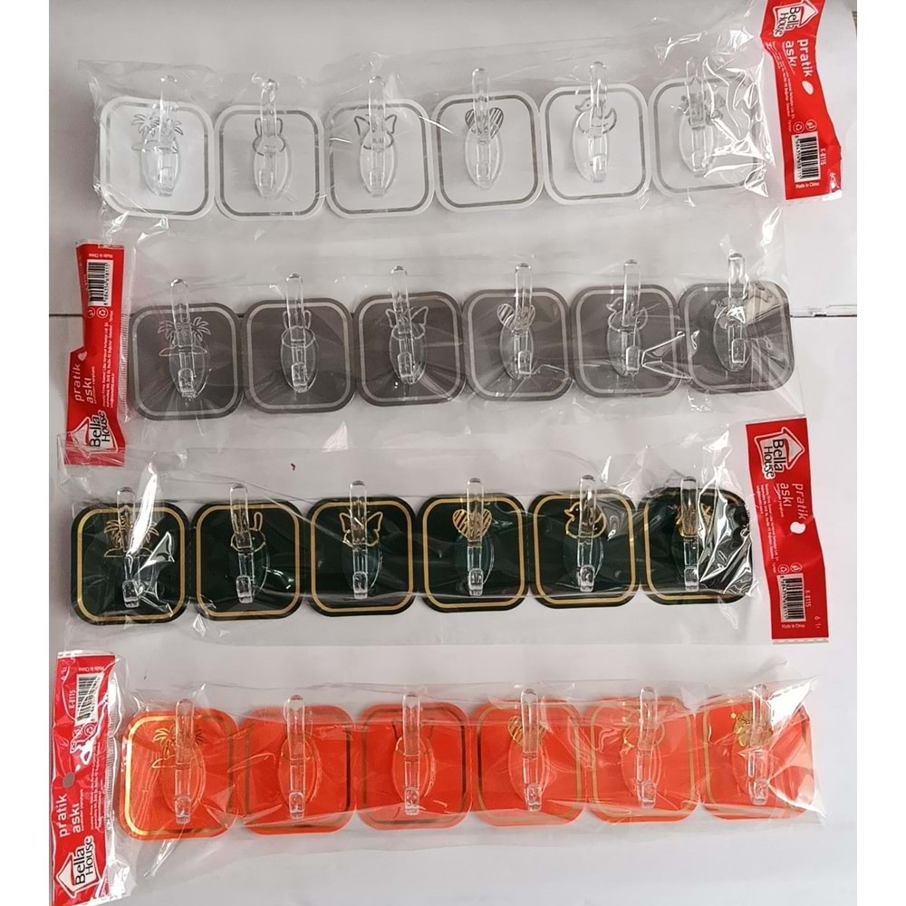 BELLA HAUSE K-8115 PLASTIK 6 LI RENKLI ASKI(12)