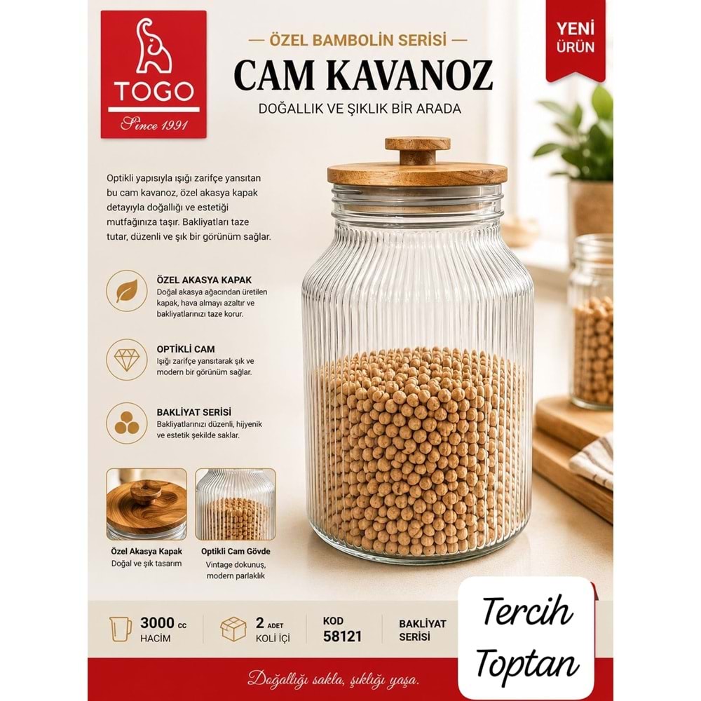 TOGO 58121 AKASYA 3000 ML KRISTAL JUMBO KAVANOZ