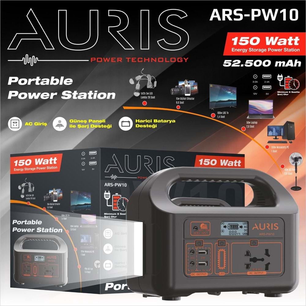 AURIS PW10 150 WAT GUC KAYNAGI 52,500 MAH