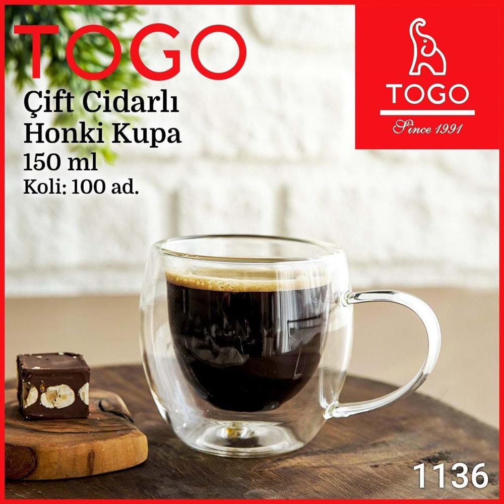 TOGO 1136 CIFT CIDARLI HONKI KUPA 150 ML (100)