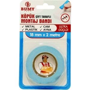 BUMMY CIFT TARAFLI KOPUK MONTAJ BANDI 18MM*2MT