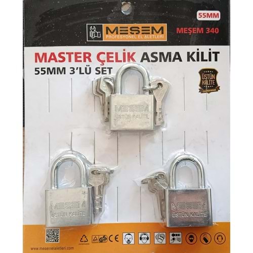MESEM 340 55MM 3 LU SET MASTER CELIK KILIT