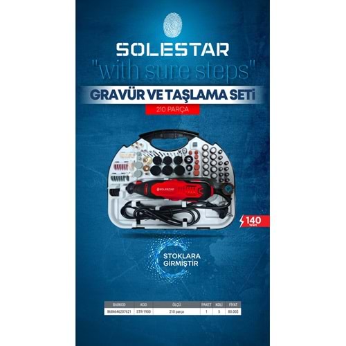 SOLESTAR STR-1900 GRAVUR VE TASLAMA SETI 210 PARCA