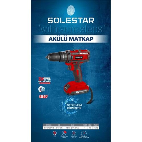 SOLESTAR STR-1921 AKULU MATKAP 13MM-35NM CIFT BATARYA