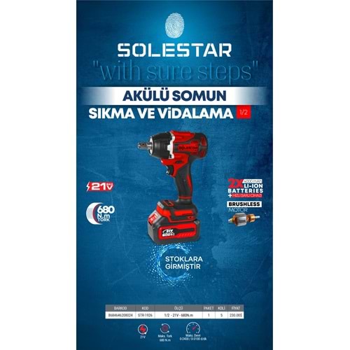 SOLESTAR STR-1926 AKULU SOMUN SOKME VIDALAMA 1/2 680NM
