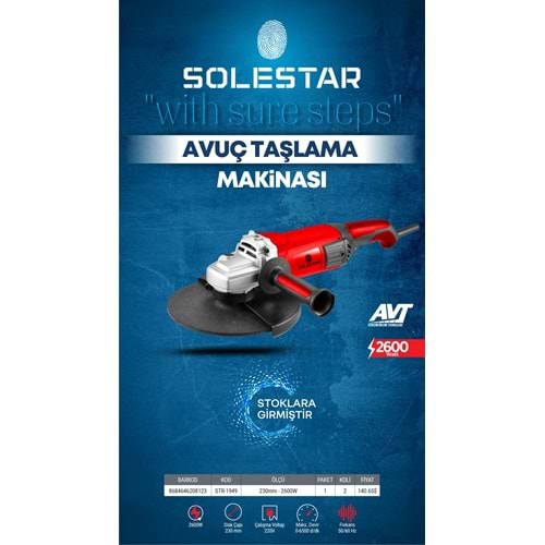 SOLESTAR STR-1949 AVUC TASLAMA MAKINESI 230MM 2600 WATT
