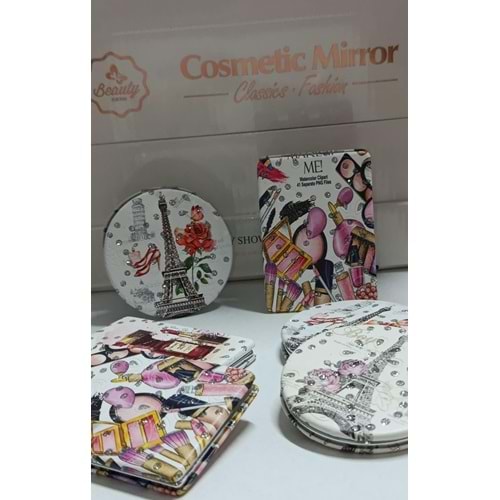 MINI MAKYAJ AYNASI DESENLI YUVARLAK/DIKDORTGEN(12)