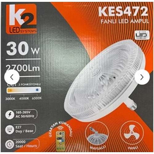 K2 KES472 30 WAT VANTÝLATÖR LAMBA