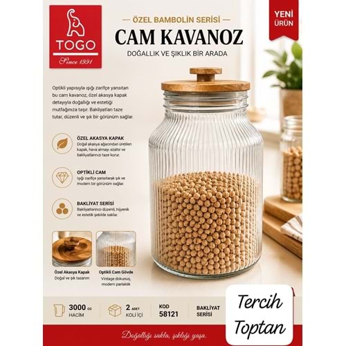 TOGO 58121 AKASYA 3000 ML KRISTAL JUMBO KAVANOZ