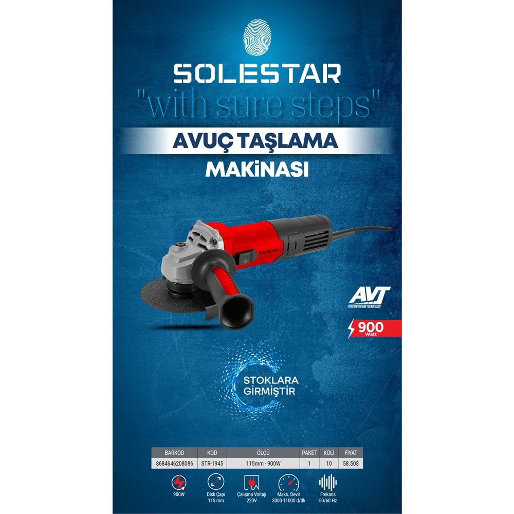 SOLESTAR STR-1945 AVUC TASLAMA MAKINESI 115 MM 900 WATT