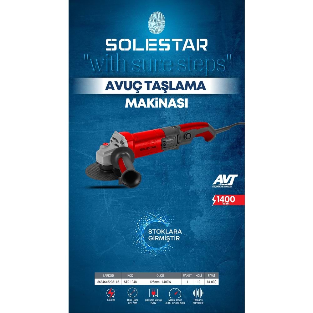 SOLESTAR STR-1948 AVUC TASLAMA MAKINESI 125MM 1400 WATT