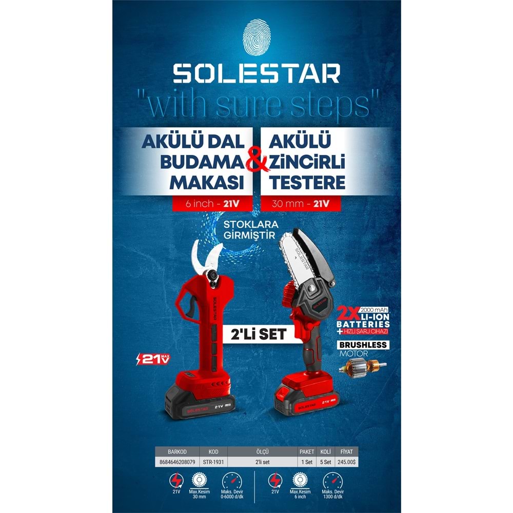 SOLESTAR STR-1931 2 LI SET AKULU DAL BUDAMA+AKULU TESTERE